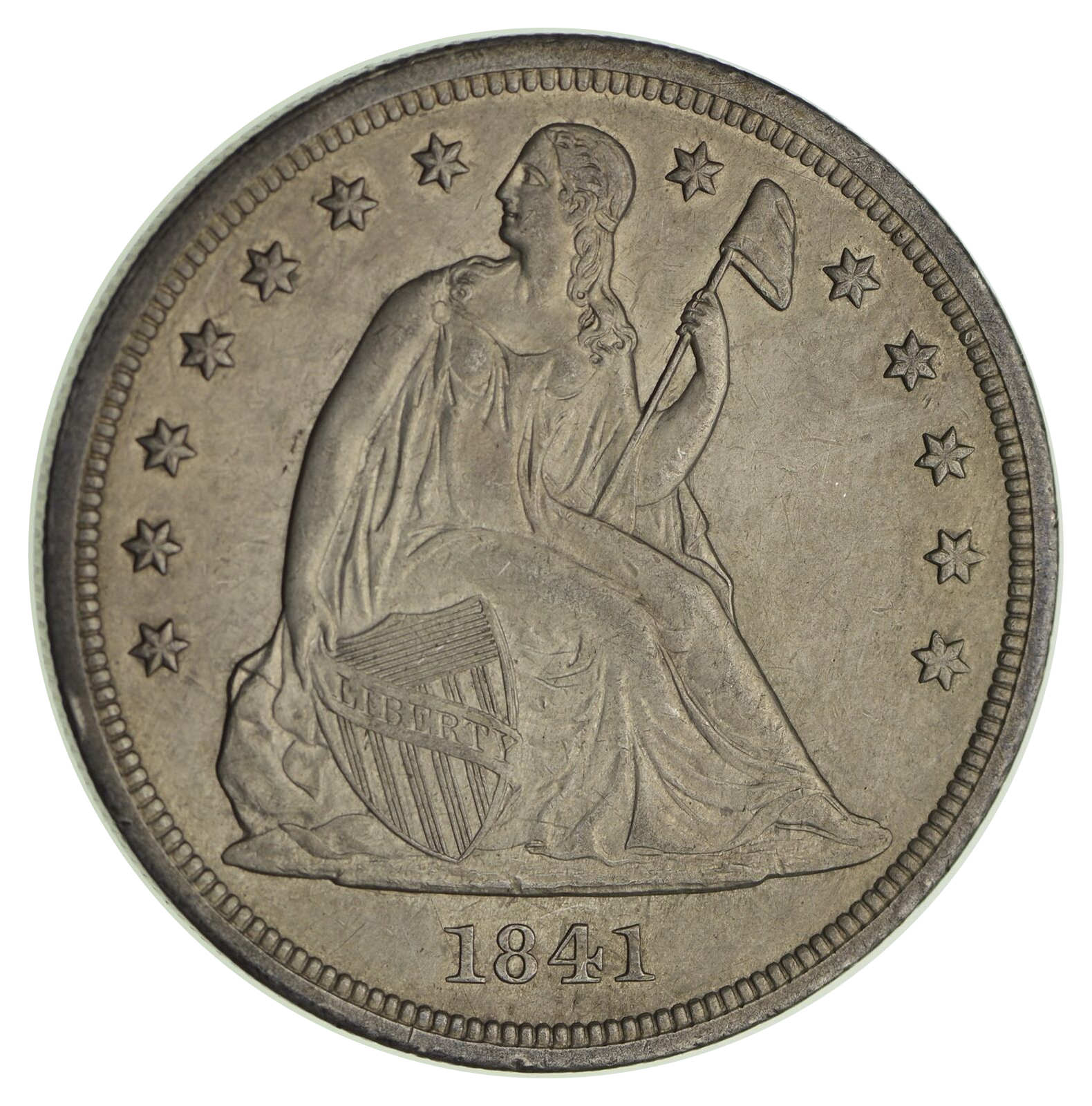 1841-$1-Liberty-Seated-Silver-Dollar-Oc-3-Die-Pair-R2